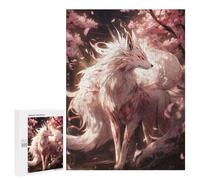 Puzzle per Adulti 500 PCS White Sakura Kitsune Puzzle per Adolescenti Gioco Di Ingegneria Analisi E Logica 500 PCS