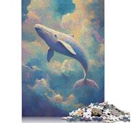 Puzzle per adulti 500 pezzi Balena nel cielo dipinto Puzzle in legno per adulti e adolescenti Decorazione per la casa Puzzle giocattoli 500 pezzi (52x38 cm)