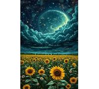 Puzzle per Adulti 500 Pezzi Cielo Stellato Girasoli Puzzle Piacevole Sfida Mantiene la Concentrazione, Essere Adatto Sia ai Principianti Che ai Rompicapo Esperti 52 x 38 cm