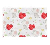 Puzzle per adulti, 500 pezzi, divertente, idea regalo, puzzle colorato, pittura artistica, elefanti, palloncini rossi, 50 x 37 cm