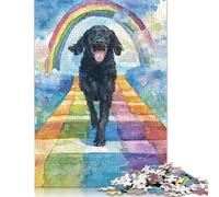 Puzzle per adulti 500 pezzi Flat-coated Retriever Rainbow Bridge Puzzle Puzzle in legno Puzzle per adulti Gioco educativo Sfida Giocattolo 500 pezzi (52x38 cm)