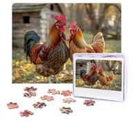 Puzzle per adulti, 500 pezzi, foto personalizzate, puzzle con gallo e gallina, con borsa portaoggetti, puzzle sfidante per la decorazione della casa, matrimonio in famiglia