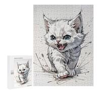 Puzzle per adulti, 500 pezzi, gattino bianco arrabbiato, per giochi rilassanti, un'opera d'arte, regalo di compleanno, regali, 500 pezzi