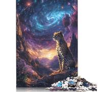 Puzzle per adulti 500 pezzi Ghepardo sotto un cielo cosmico Puzzle per adulti Puzzle per adolescenti Gioco di puzzle Giocattolo regalo 500 pezzi (52x38 cm)