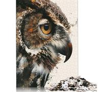 Puzzle per adulti 500 pezzi Gufo dipinto ad acquerello Puzzle in legno per adulti e adolescenti dai 12 anni in su 500 pezzi (52x38 cm)