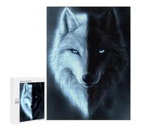 Puzzle per adulti, 500 pezzi, lupo con occhi azzurri, adolescenti, rompicapo, analisi e logica, ideale come regalo, 500 pezzi