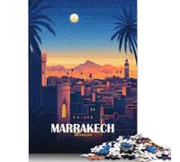 Puzzle per adulti 500 pezzi Marrakech, Marocco Paesaggio urbano di notte Puzzle per adulti Gioco di puzzle per famiglie Regali di compleanno Puzzle Giochi casual (52x38 cm)