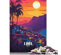 Puzzle per adulti 500 pezzi Paesaggio urbano di Lima, Perù al tramonto Puzzle per adulti Gioco di puzzle per famiglie Regali di compleanno Puzzle Giochi casual 500 pezzi (52x38 cm)
