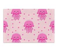 Puzzle per adulti, 500 pezzi, puzzle da gioco, regali, giocattolo divertente per adulti, animale, arte floreale, giocoso, carino, meduse rosa, 50 x 37 cm