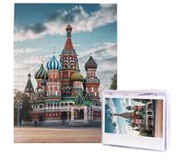 Puzzle per adulti 500 pezzi Puzzle in legno arte moderna Cattedrale di San Basilio Rosso a Mosca Puzzle impegnativi Puzzle con immagine personalizzata Puzzle fotografico personalizzato per regalo