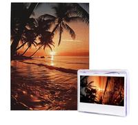 Puzzle per adulti, 500 pezzi, puzzle in legno, arte moderna, crepuscolo, tropicale, spiaggia, palma, puzzle sfidanti, puzzle personalizzato, foto, puzzle personalizzato, per regalo famiglia