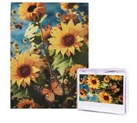 Puzzle per adulti 500 pezzi Puzzle in legno arte moderna girasoli e farfalle puzzle sfidanti puzzle immagine personalizzata Puzzle fotografico personalizzato per regalo famiglia