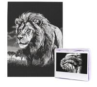 Puzzle per adulti 500 pezzi Puzzle in legno Arte moderna Leone Illustrazione in bianco e nero Puzzle impegnativi Puzzle con immagini personalizzate Puzzle fotografico personalizzato per regalo