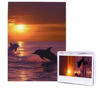 Puzzle per adulti 500 pezzi Puzzle in legno arte moderna puzzle tramonto delfini sfidanti puzzle immagine personalizzata Puzzle fotografico personalizzato per regalo famiglia