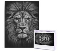 Puzzle per adulti, 500 pezzi, puzzle in legno, arte moderna, testa di leone in bianco e nero, puzzle impegnativo con immagine personalizzata Puzzle fotografico personalizzato per regalo famiglia