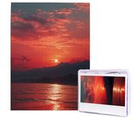 Puzzle per adulti 500 pezzi Puzzle in legno arte moderna Tramonto rosso fuoco Puzzle impegnativo Puzzle con immagine personalizzata Puzzle fotografico personalizzato per regalo Famiglia
