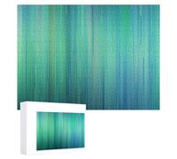 Puzzle per adulti, 500 pezzi, puzzle in legno personalizzati a righe verdi e blu, puzzle impegnativo per famiglia, matrimonio, Natale, compleanno, decorazione artistica da parete, 38 x 52 cm