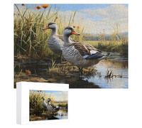 Puzzle per adulti, 500 pezzi, puzzle personalizzati in legno con uccelli acquatici ed erba, puzzle impegnativi per famiglia, matrimonio, Natale, compleanno, decorazione artistica da parete, 38 x 52 cm