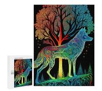 Puzzle per adulti 500 pezzi Rainbow Wolf and Trees Art work Puzzle per adulti: giochi divertenti e regali divertenti per amici e familiari 500 pezzi