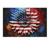 Puzzle per adulti 500 pezzi regali per gli amanti del puzzle Fun Prime Puzzle pittura animale arte USA girasole petali a righe, 50,8 x 37,9 cm