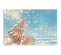 Puzzle per adulti, 500 pezzi, regalo per gli amanti del puzzle, scena sulla spiaggia, sabbia, conchiglie, stelle marine, divertente puzzle artistico, giocattolo per la famiglia, 50,9 x 37 cm