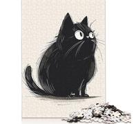 Puzzle per adulti 500 puzzle divertenti con gatto nero, puzzle per adulti e adolescenti, puzzle in legno, giochi per famiglie, regali di compleanno per Natale, 500 pezzi (52x38 cm)