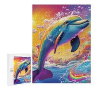 Puzzle per adulti, 500 puzzle Rainbow Dolphin Dive per adolescenti, giocattoli fai da te, regali per donne, adatti anche come regalo per tutta la famiglia, 500 pezzi