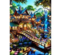 Puzzle per Adulti 60 pezzi, puzzle per adulti Intrattenimento Creativo, puzzles 60 pezzi per adulto Gioco impegnativo Puzzles (Scenario di una baita in stile cartone animato)