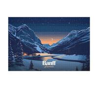Puzzle Per Adulti 75x50cm/1000pcs Banff Canada Winter Landscape Illustration Puzzle Per Adolescenti Gioco Rompicapo Corsa Di Velocità Delle Mani Regali Di Compleanno E Unici 75x50cm/1000pcs