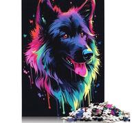 Puzzle per adulti a forma di cane al neon, amico degli animali, giocattolo rilassante per sfida, puzzle per adulti per donne e bambini dai 12 anni in su, 520 pezzi (52x38 cm)