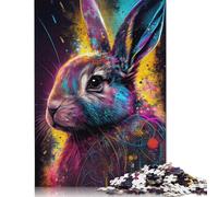 Puzzle per adulti a forma di coniglio colorato e carino, di alta qualità, in cartone riciclato al 100%, difficile, per bambini dai 12 anni in su, 1000 pezzi (75x50 cm)
