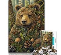 Puzzle per adulti a forma di orso bruno, 1000 pezzi, gioco educativo, decorazione da parete, compleanno e Natale, 75x50cm