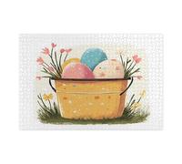 Puzzle per adulti a secchiello della fattoria di Pasqua, 1000 pezzi, divertenti uova di campagna, decorazioni stampate per feste di intrattenimento