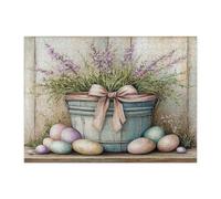 Puzzle per adulti a secchiello della fattoria di Pasqua, 500 pezzi, uova rustiche in legno, decorazione per la casa