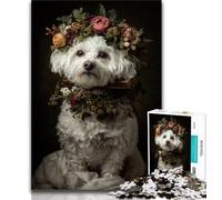 Puzzle per adulti a tema Bichon Frise, 1000 pezzi, antistress, per trascorrere il tempo libero in casa, con poster abbinato e foglio di quiz, 50x75cm