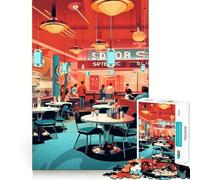 Puzzle per adulti a tema "Diner Vintage",1000 pezzi,gioco di logica,regalo,taglio di precisione,attività rilassante di gruppo al chiuso (50x75cm)