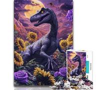 Puzzle per adulti a tema dinosauro girasole, 1000 pezzi, gioco per famiglie, antistress, sfida difficile, collezione di artisti, belle arti (50x75cm)