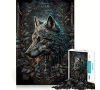 Puzzle per adulti a tema mitologico del lupo,1000 pezzi,gioco cognitivo a incastro preciso,senza spazi vuoti,attività rilassante per la pausa mentale (38x52cm)