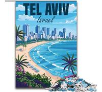 Puzzle per adulti, adolescenti, puzzle, Israele, Tel Aviv, viaggi, antistress, sfida difficile, regali di Babbo Natale segreto per età dai 14 anni in su, 26x38cm