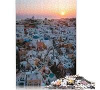 Puzzle per adulti "Alba su Oia Santorini", decorazione unica per la casa, puzzle da uomo, regali per adulti e adolescenti, 1500 pezzi (85x57 cm)