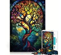 Puzzle per adulti "Albero della Vita in Vetro Colorato" da 1000 pezzi, gioco per esercizi mentali, rilassante, da assemblare, regalo di Babbo Natale 50x75cm