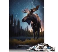 Puzzle per adulti "Alce sotto la Via Lattea", 1000 pezzi, divertenti rompicapo per bambini dai 12 anni in su, 1000 pezzi (75x50 cm)