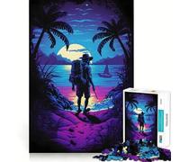 Puzzle per adulti "Alone at The Night Beach" da 1000 pezzi,gioco di potenziamento cognitivo,design a incastro preciso,regalo di compleanno,rompicapo (50x75cm)