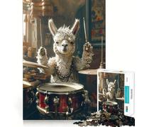 Puzzle per adulti "Alpaca che suona la batteria" da 1000 pezzi,gioco stimolante per la mente,taglio laser di alta qualità,rilassante attività di gruppo al chiuso (38x26cm)