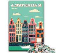Puzzle per adulti Amsterdam, Paesi Bassi, 1000 pezzi, gioco stimolante e gioco educativo per famiglie, per compleanni e Natale, 1000 pezzi (26x38cm)