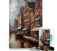 Puzzle per adulti Amsterdam Paesi Bassi,1000 pezzi,gioco stimolante per la mente,pezzi precisi e facili da incastrare,attività rilassante di gruppo al chiuso (38x26cm)