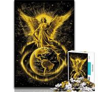 Puzzle per adulti "Angelo che vola sopra la Terra", gioco stimolante e gioco per famiglie con pezzi completamente interconnessi di forma casuale, 38x26cm