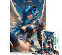 Puzzle per adulti "Angelo dai capelli blu" da 1000 pezzi,gioco cognitivo a incastro perfetto,senza spazi vuoti,attività rilassante per la pausa mentale (38x52cm)