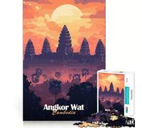 Puzzle per adulti Angkor Wat Sunset da 1000 pezzi,gioco di logica,taglio di precisione,bordi lisci,regalo perfetto per riunioni di famiglia (38x52cm)