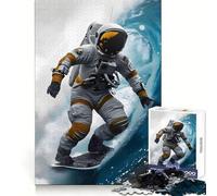 Puzzle per adulti "Astronauta che fa surf su un'onda", 1000 pezzi, stimolante per la mente, ideale per il relax, con incastri perfetti, perfetto come regalo di compleanno (38x52cm)